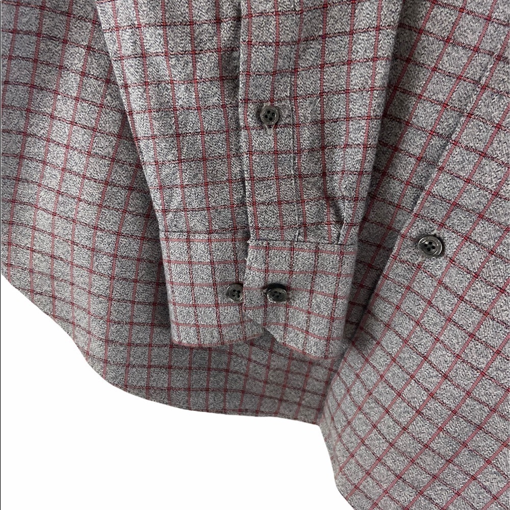 Hart Schaffner Button Down Checked Gray Red Long Sleeve Shirt Men Size Medium - Picture 5 of 10